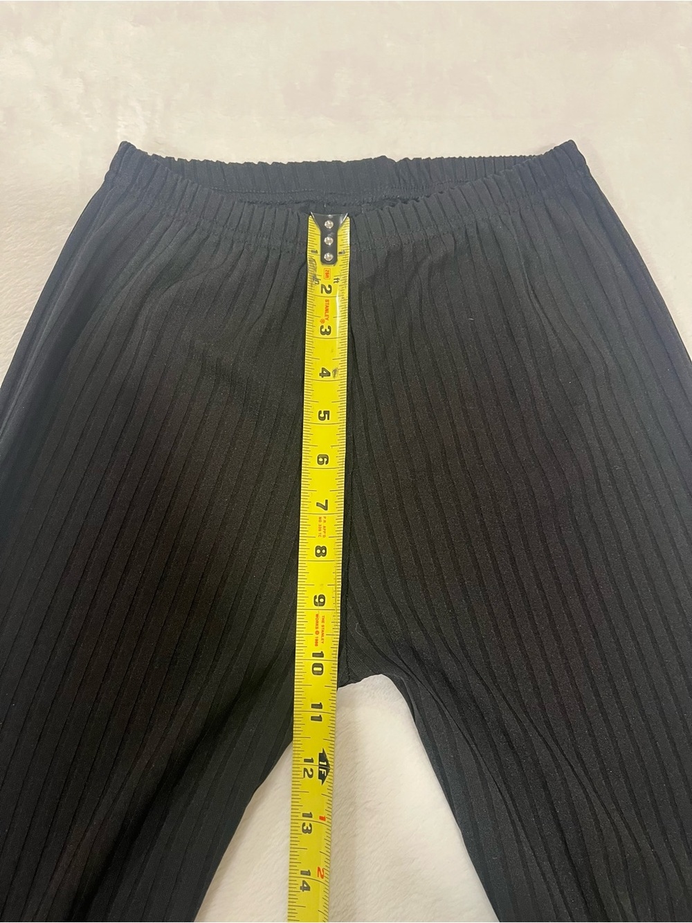 Black Ribbed Flare Leggings - Picture 4 of 6